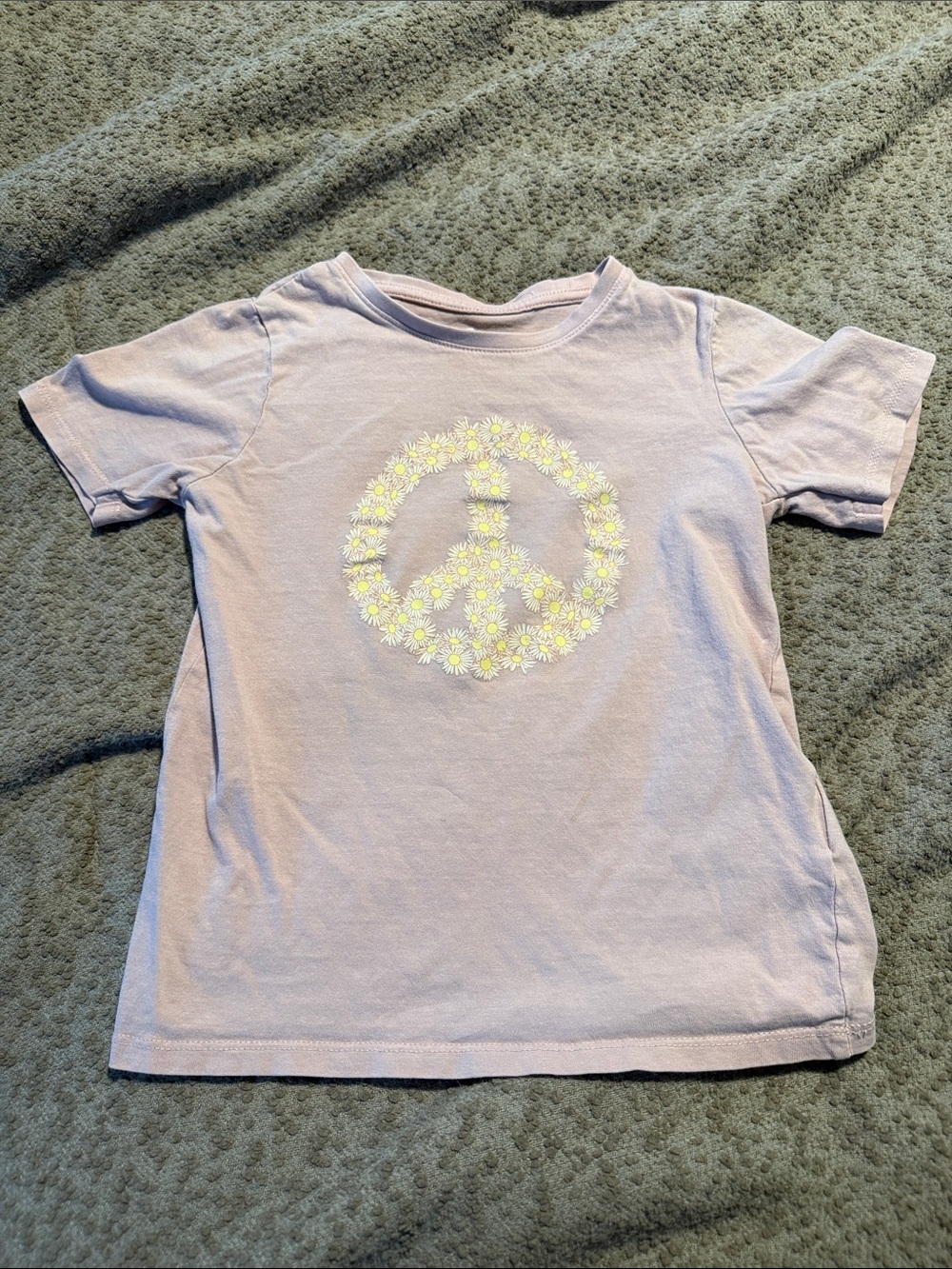 Girls' Lavender Daisy Peace Sign Short-Sleeve Tee